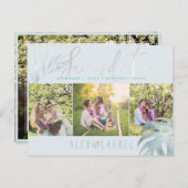 PixDezines Palmen Bewaar onze datum/Platinum+Aqua Aankondigingskaart (Voorkant / Achterkant)