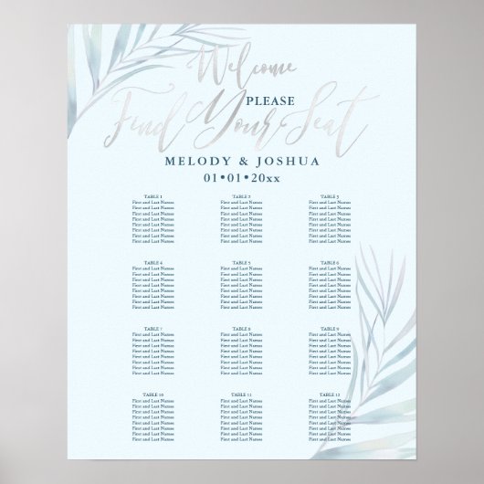 PixDezines Palmen, Platina, Zitkaarten Poster (Voorkant)