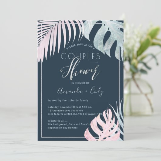 PixDezines Palms+Platinum Couples Shower Kaart (Staand voorkant)