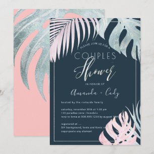 PixDezines Palms+Platinum Koppel Bruiloft Kaart