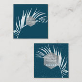 PixDezines PALMS, STOFFIG LICHTBLAUW Vierkante Visitekaartje (Voorkant / Achterkant)