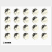 PixDezines palmschijfjes trouwstickers/black+beige Ronde Sticker (Vel)