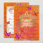 PixDezines Papillon Sweet 16/Rainbow Swirls Kaart (Voorkant / Achterkant)