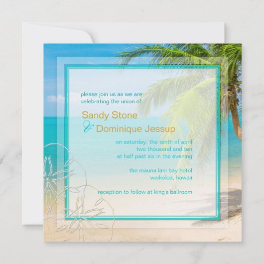 PixDezines Paradise/Tropical Island+sanddollar Kaart (Achterkant)