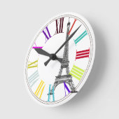 PixDezines parijs, eiffeltoren/DIY achtergrondkleu Ronde Klok (Hoek)
