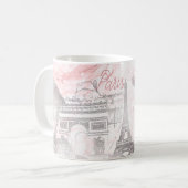 PixDezines PARIJS in FAUX ZILVER+ROZE MARMER Koffiemok (Voorkant links)