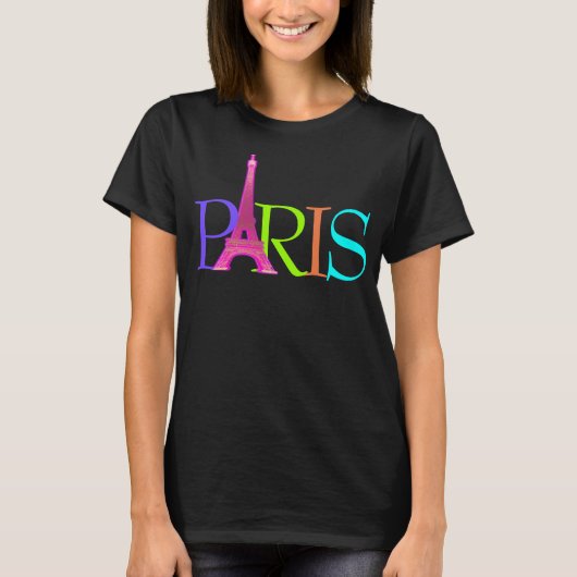 PixDezines paris, Eiffeltoren/DIY font+neon kleur T-shirt (Voorkant)