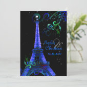 PixDezines Paris La Nuit, eiffeltoren Kaart (Staand voorkant)