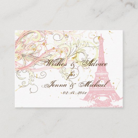 PixDezines PARIS PINK EIFFEL TOWER+WISHES+ADVICE Advieskaart (Voorkant)