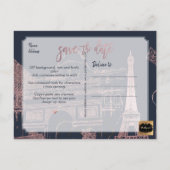 PixDezines/Paris Save the Date/Faux Roos Gold Aankondigingskaart (Achterkant)