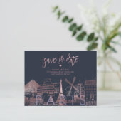 PixDezines/Paris Save the Date/Faux Roos Gold Aankondigingskaart (Staand voorkant)