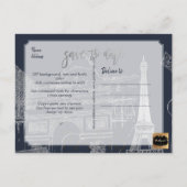 PixDezines/Paris Save the Date/Faux Silver Gold Aankondigingskaart (Achterkant)
