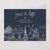PixDezines/Paris Save the Date/Faux Silver Gold Aankondigingskaart (Voorkant)