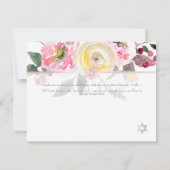 PixDezines Pastel Rozen Mitzvah Dank u ✡ RSVP Kaartje (Achterkant)