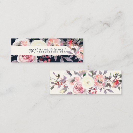 PixDezines Pastel Rozen, Waterverf Web RSVP Mini Visitekaartje (Voorkant / Achterkant)