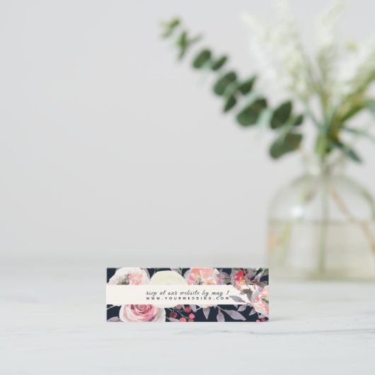 PixDezines Pastel Rozen, Waterverf Web RSVP Mini Visitekaartje (Staand voorkant)