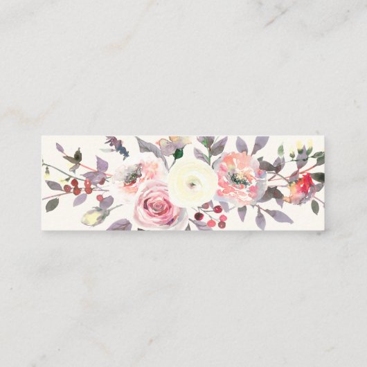 PixDezines Pastel Rozen, Waterverf Web RSVP Mini Visitekaartje (Achterkant)