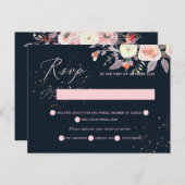 PixDezines Pastel Waterverf Rozen RSVP w meel Uitnodiging Briefkaart (Voorkant / Achterkant)