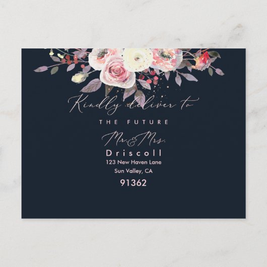 PixDezines Pastel Waterverf Rozen RSVP w meel Uitnodiging Briefkaart (Achterkant)