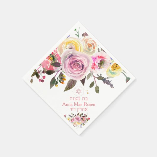 PixDezines Pastelrozen, Roze Bar Mitswa Servet (Hoek)