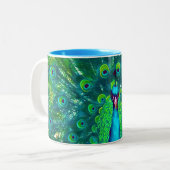 PixDezines pauock/blauwgroen/aqua blauw Tweekleurige Koffiemok (Voorkant links)