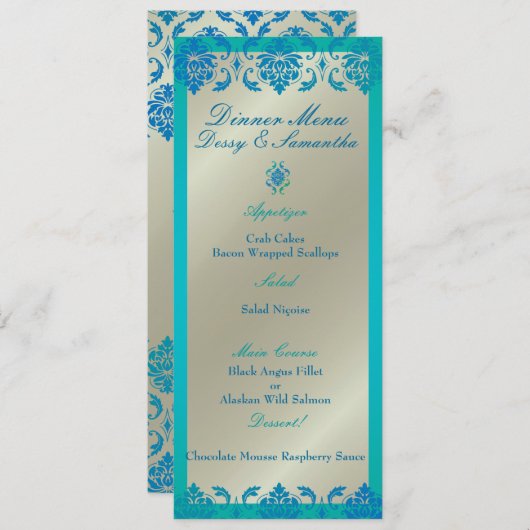 PixDezines pauock blue vendome damask, Menu (Voorkant / Achterkant)
