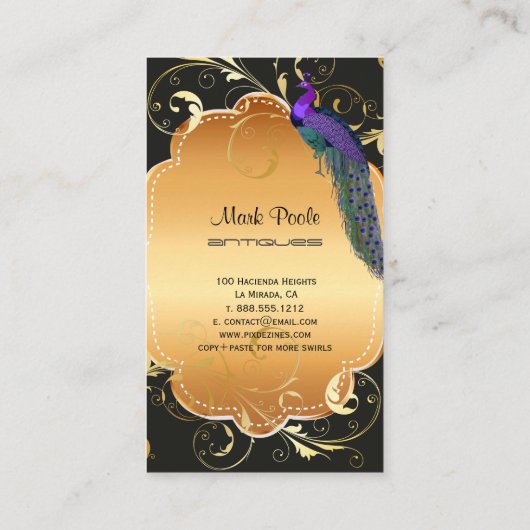 PixDezines pauock diy background/filigree swirls Visitekaartje (Achterkant)