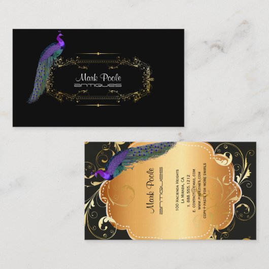 PixDezines pauock diy background/filigree swirls Visitekaartje (Voorkant / Achterkant)