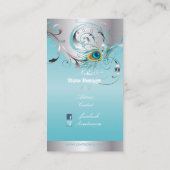 PixDezines pauock filigree+swirls/zilver+blauw ijs Visitekaartje (Achterkant)