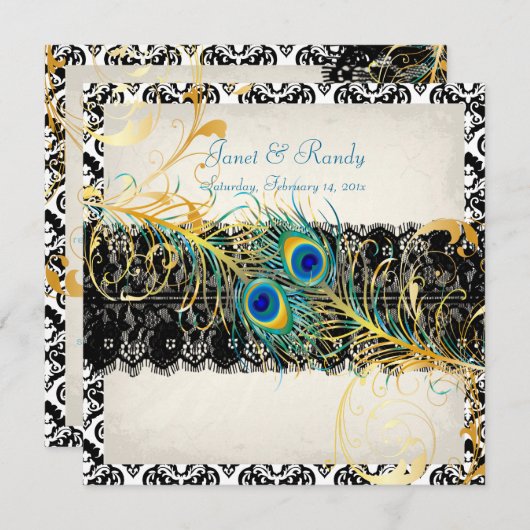 PixDezines pauock pizzazz, damask+black lace Kaart (Voorkant / Achterkant)