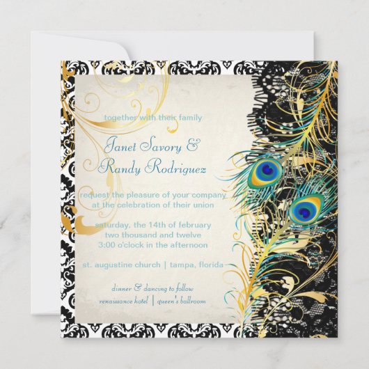 PixDezines pauock pizzazz, damask+black lace Kaart (Achterkant)