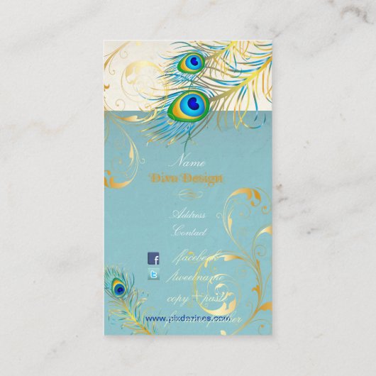 PixDezines pauock pizzazz+filigree swirls Visitekaartje (Achterkant)