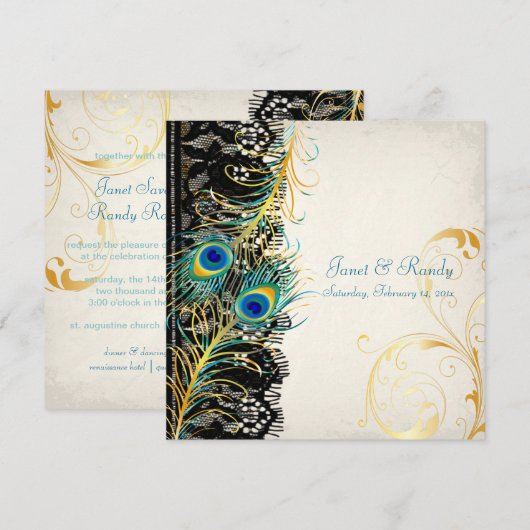 PixDezines pauock veren/aqua/turquoise Kaart (Voorkant / Achterkant)