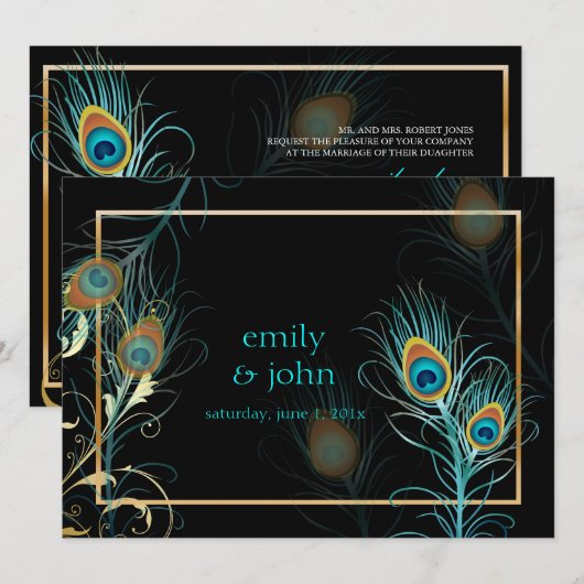 PixDezines pauock veren/aqua/turquoise Kaart (Voorkant / Achterkant)