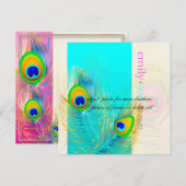 PixDezines pauock veren/aqua/turquoise Kaart (Voorkant / Achterkant)