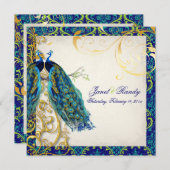 PixDezines pauock veren/aqua/turquoise Kaart (Voorkant / Achterkant)