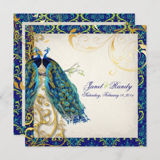 PixDezines pauock veren/aqua/turquoise Kaart (Voorkant / Achterkant)