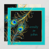 PixDezines pauock veren/aqua/turquoise Kaart (Voorkant / Achterkant)