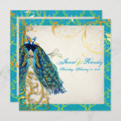 PixDezines pauock veren/aqua/turquoise Kaart (Voorkant / Achterkant)