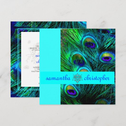 PixDezines pauock veren/aqua/turquoise Kaart (Voorkant / Achterkant)