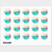 PixDezines pauock veren/aqua/turquoise Ronde Sticker (Vel)