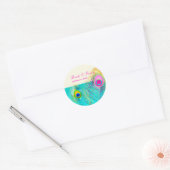 PixDezines pauock veren/aqua/turquoise Ronde Sticker (Envelop)