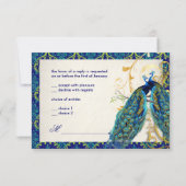 PixDezines pauock veren/aqua/turquoise RSVP Kaartje (Achterkant)