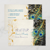 PixDezines pauock veren/aqua/turquoise RSVP Kaartje (Voorkant / Achterkant)