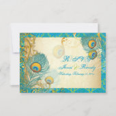 PixDezines pauock veren/aqua/turquoise RSVP Kaartje (Voorkant)