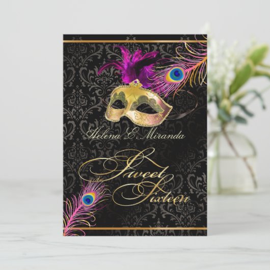 PixDezines pauock zoete 16 masquerade/DIY kleur!! Kaart (Staand voorkant)