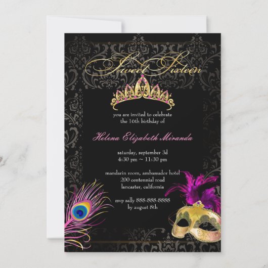 PixDezines pauock zoete 16 masquerade/DIY kleur!! Kaart (Achterkant)