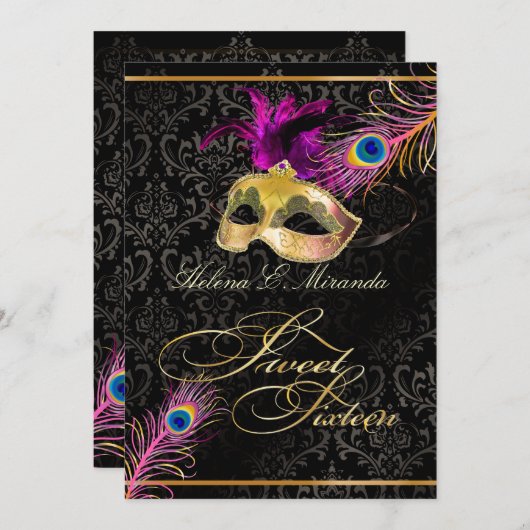 PixDezines pauock zoete 16 masquerade/DIY kleur!! Kaart (Voorkant / Achterkant)