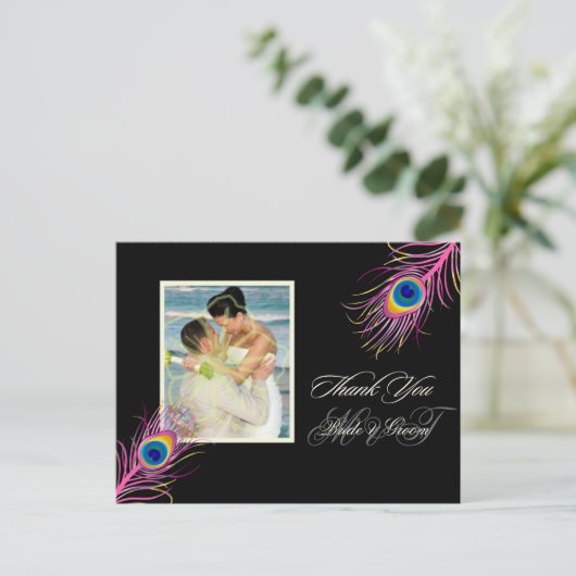 PixDezines pauw dank u / DIY achtergrond kleur Briefkaart (Staand voorkant)