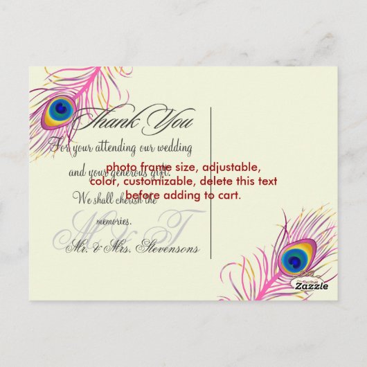 PixDezines pauw dank u / DIY achtergrond kleur Briefkaart (Achterkant)